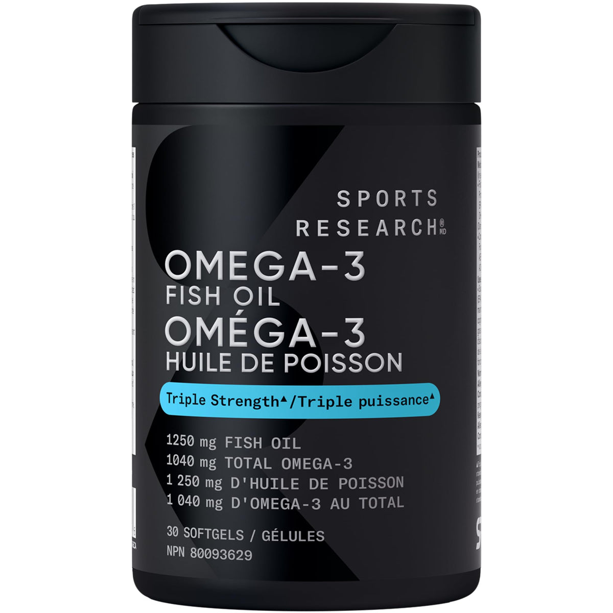 Sports Research® Omega-3 Fish Oil 1250mg from Wild Alaska Pollock, 90 Count
