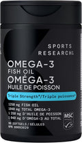 Sports Research® Omega-3 Fish Oil 1250mg from Wild Alaska Pollock, 90 Count