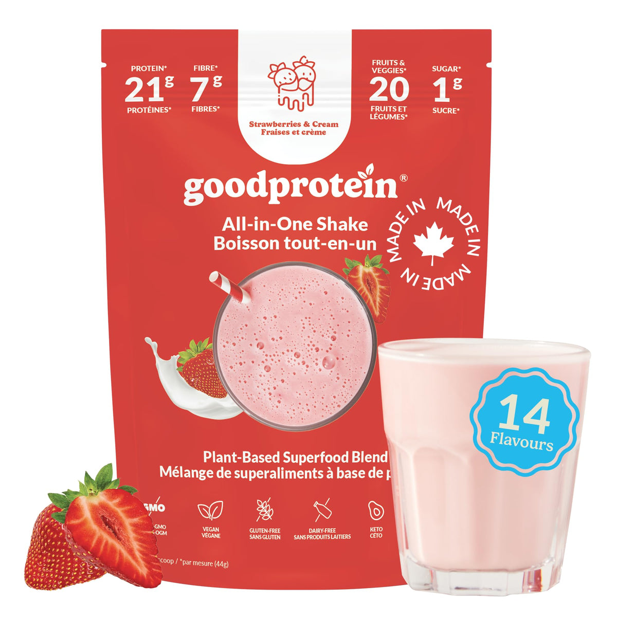 Good Protein All-in-One Shake, Plant-Based Protein Powder, Bananas & Cream