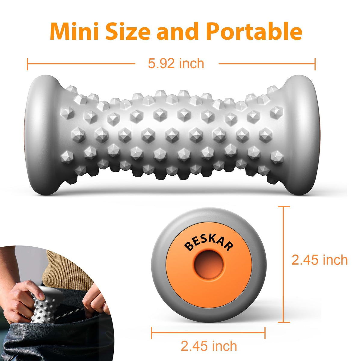 BESKAR Foot Massager Roller for Plantar Fasciitis Relief