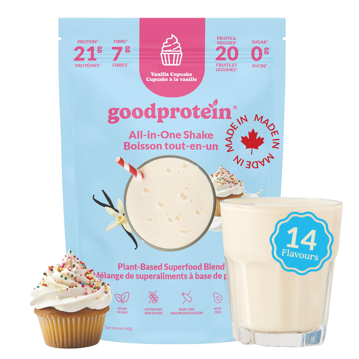 Good Protein All-in-One Shake, Plant-Based Protein Powder, Bananas & Cream