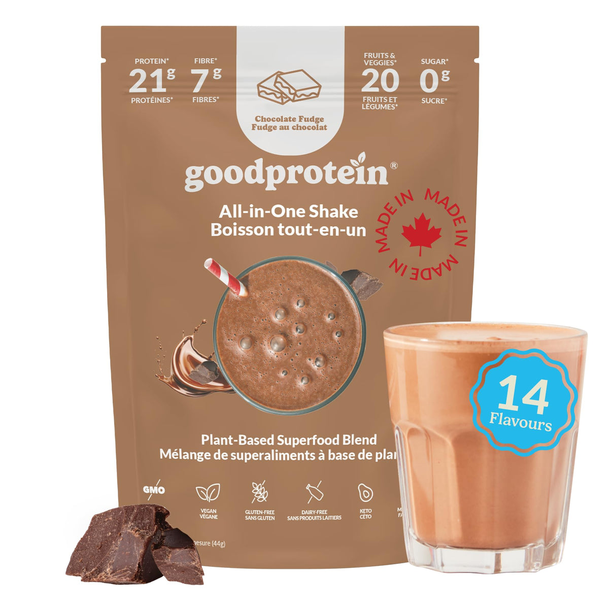 Good Protein All-in-One Shake, Plant-Based Protein Powder, Bananas & Cream