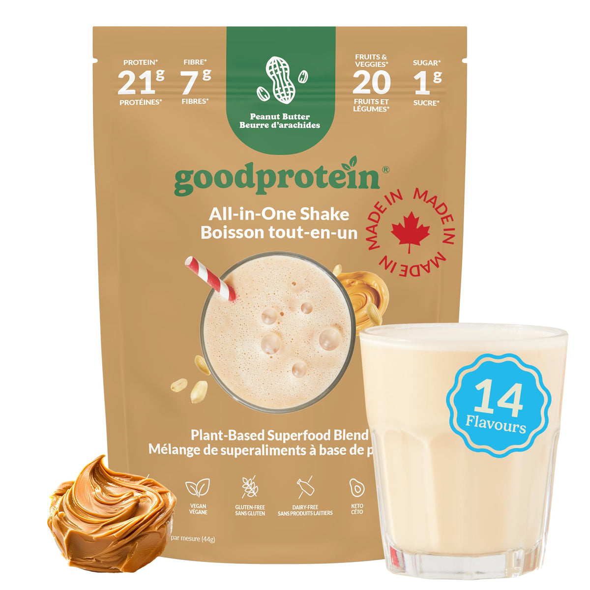 Good Protein All-in-One Shake, Plant-Based Protein Powder, Bananas & Cream