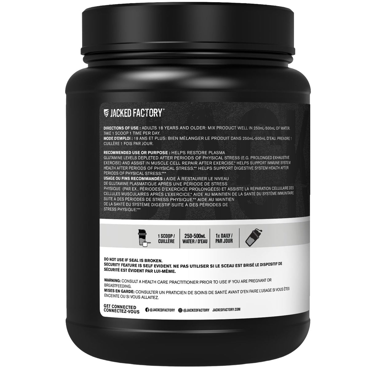 L-Glutamine Powder 500g, 100 Servings - Vegan Fermented L Glutamine for Post Workout Muscle Recovery, Immunity, Digestive Health - Tested & Trusted, No Artificial Fillers - Unflavored