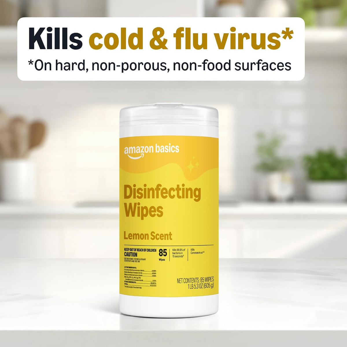 Amazon Basics Disinfecting Wipes, Fresh scent, Sanitizes, Cleans, Disinfects, Deodorizes, 85 Count: Pallet of 480 (80 x 6-pack), Packaging May Vary