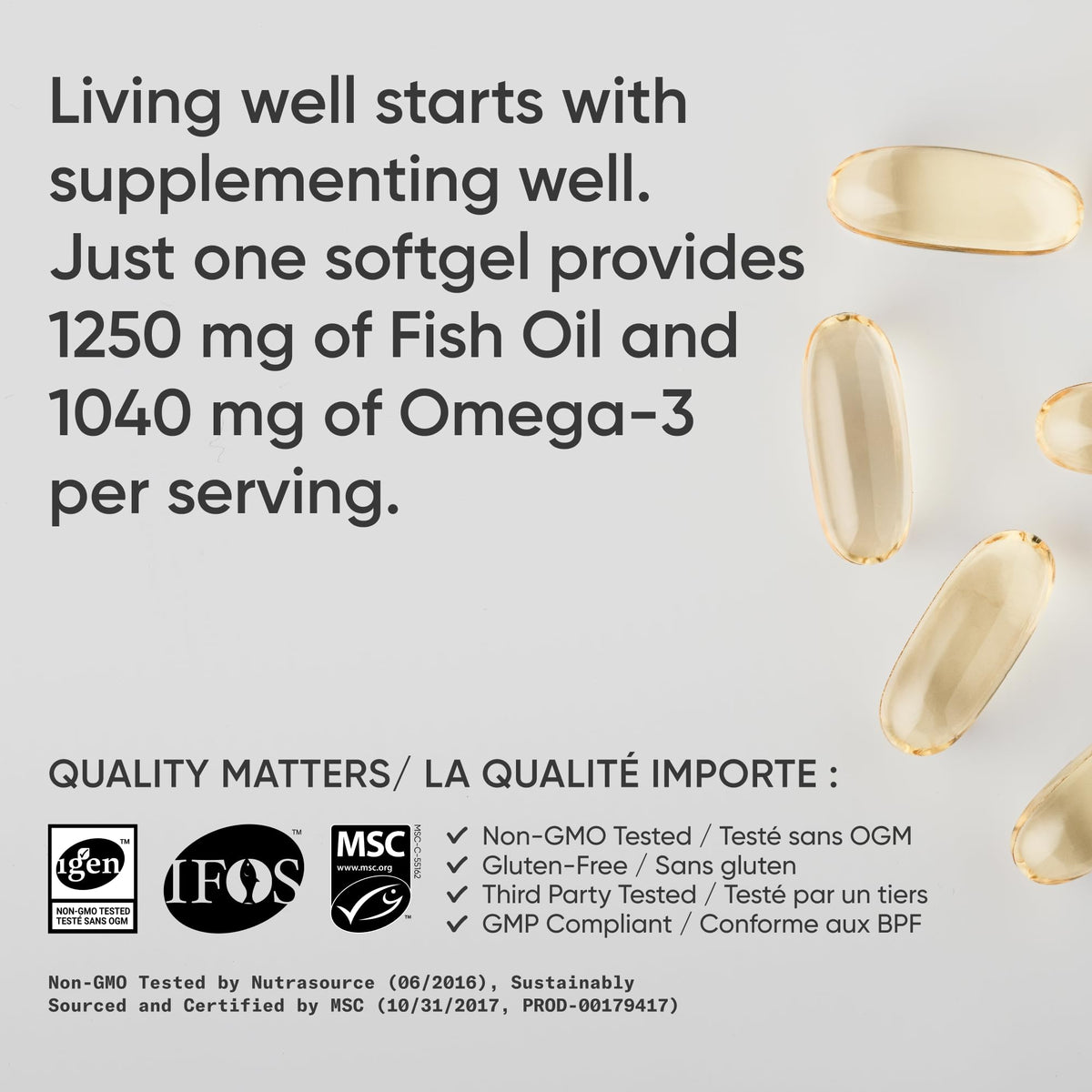 Sports Research® Omega-3 Fish Oil 1250mg from Wild Alaska Pollock, 90 Count
