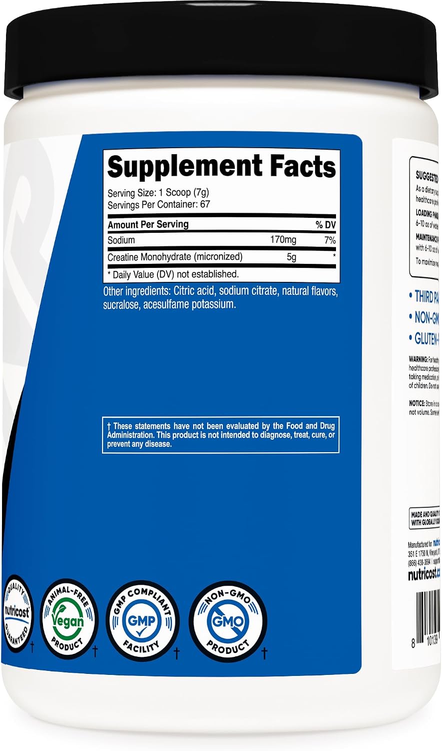 Nutricost Creatine Monohydrate Powder (White Behemoth) 500 Gram