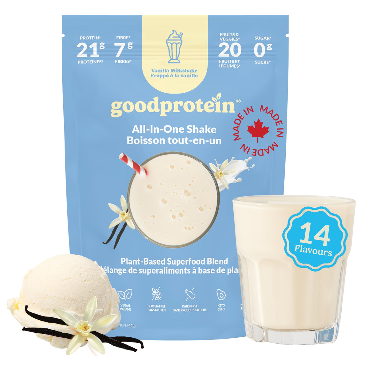 Good Protein All-in-One Shake, Plant-Based Protein Powder, Bananas & Cream
