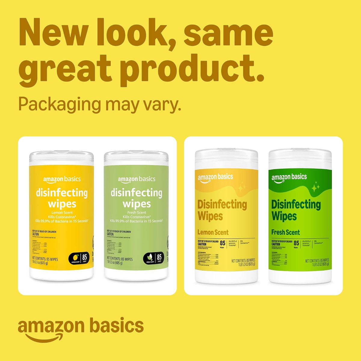 Amazon Basics Disinfecting Wipes, Fresh scent, Sanitizes, Cleans, Disinfects, Deodorizes, 85 Count: Pallet of 480 (80 x 6-pack), Packaging May Vary
