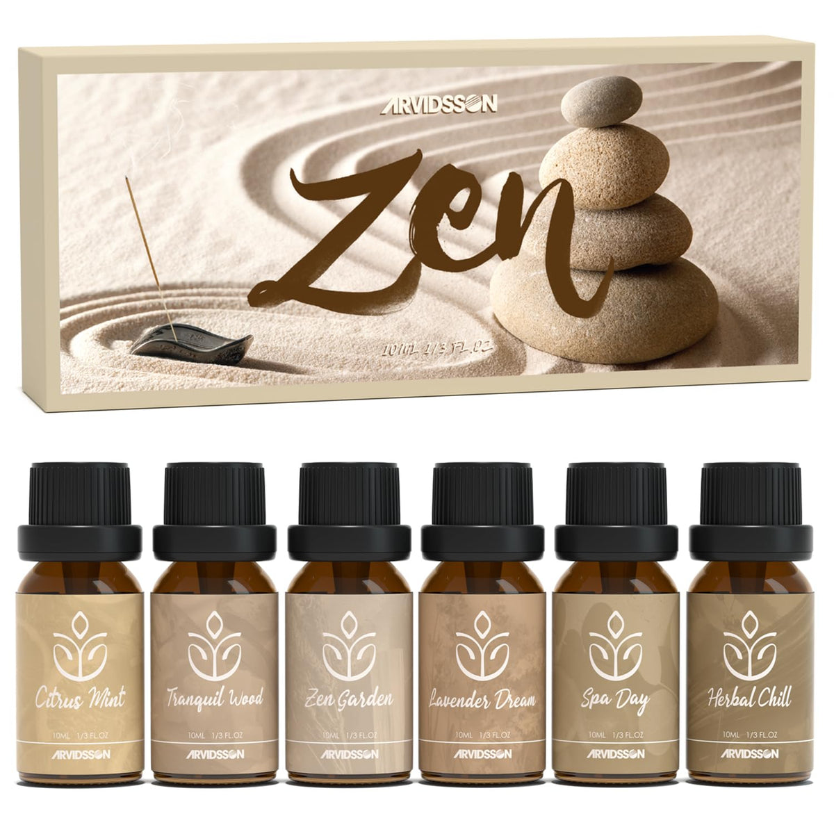 Essential Oils Roll On Set, Natural Aromatherapy Oil Roller for Body, Skin, Massage, Essential Oil Blends - Sweet Dream, Unwind, Breahte, Balance, Focus, Happy, Gifts for Women