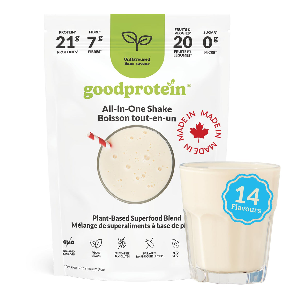 Good Protein All-in-One Shake, Plant-Based Protein Powder, Bananas & Cream