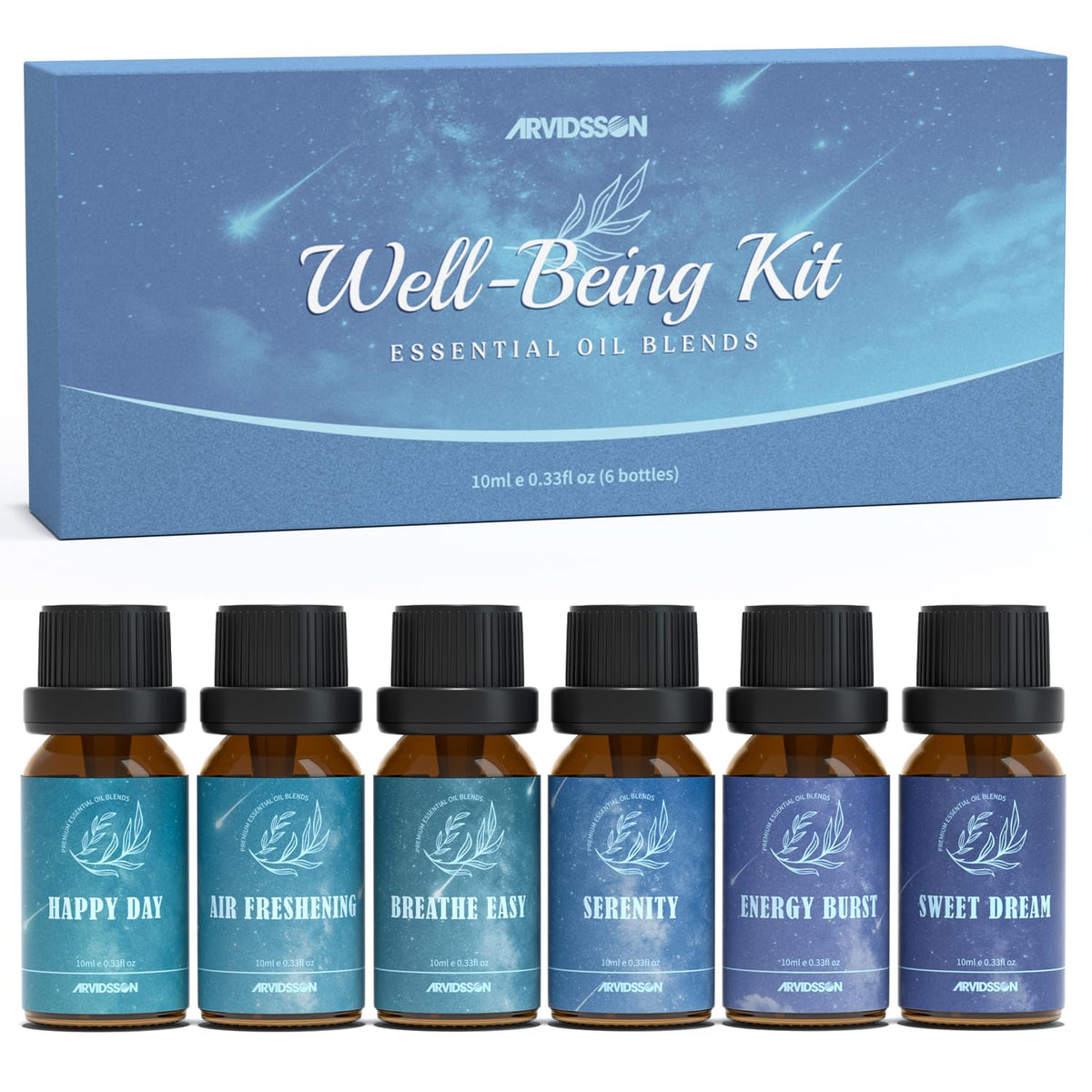 Essential Oils Roll On Set, Natural Aromatherapy Oil Roller for Body, Skin, Massage, Essential Oil Blends - Sweet Dream, Unwind, Breahte, Balance, Focus, Happy, Gifts for Women