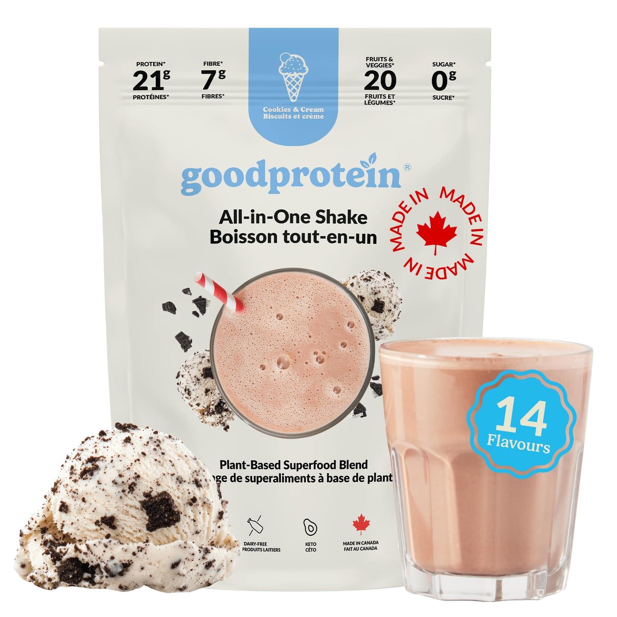 Good Protein All-in-One Shake, Plant-Based Protein Powder, Bananas & Cream