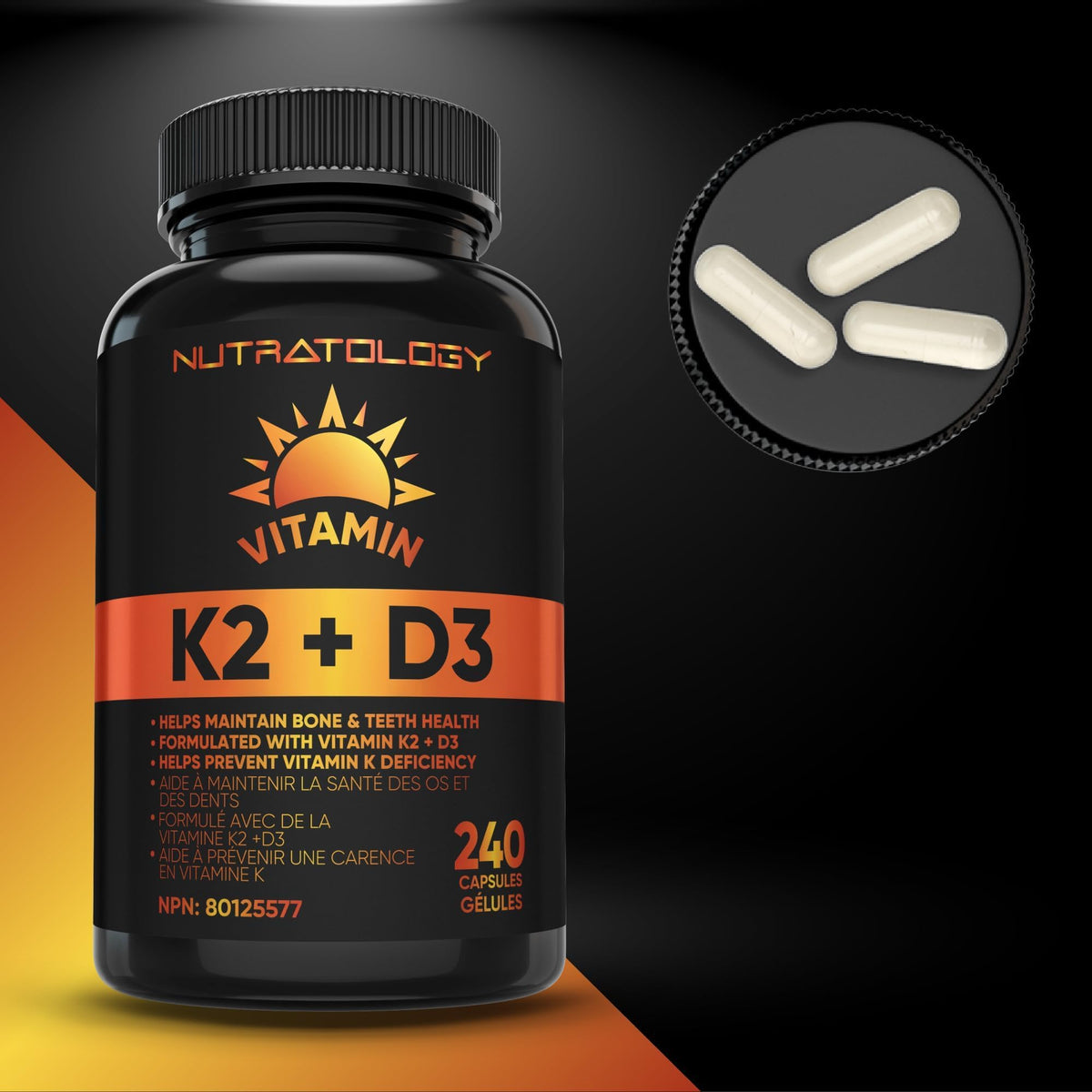 Nutratology® Vitamin K2 + D3 | Highest Potency 120 mcg/1,000 IU | 120 Count