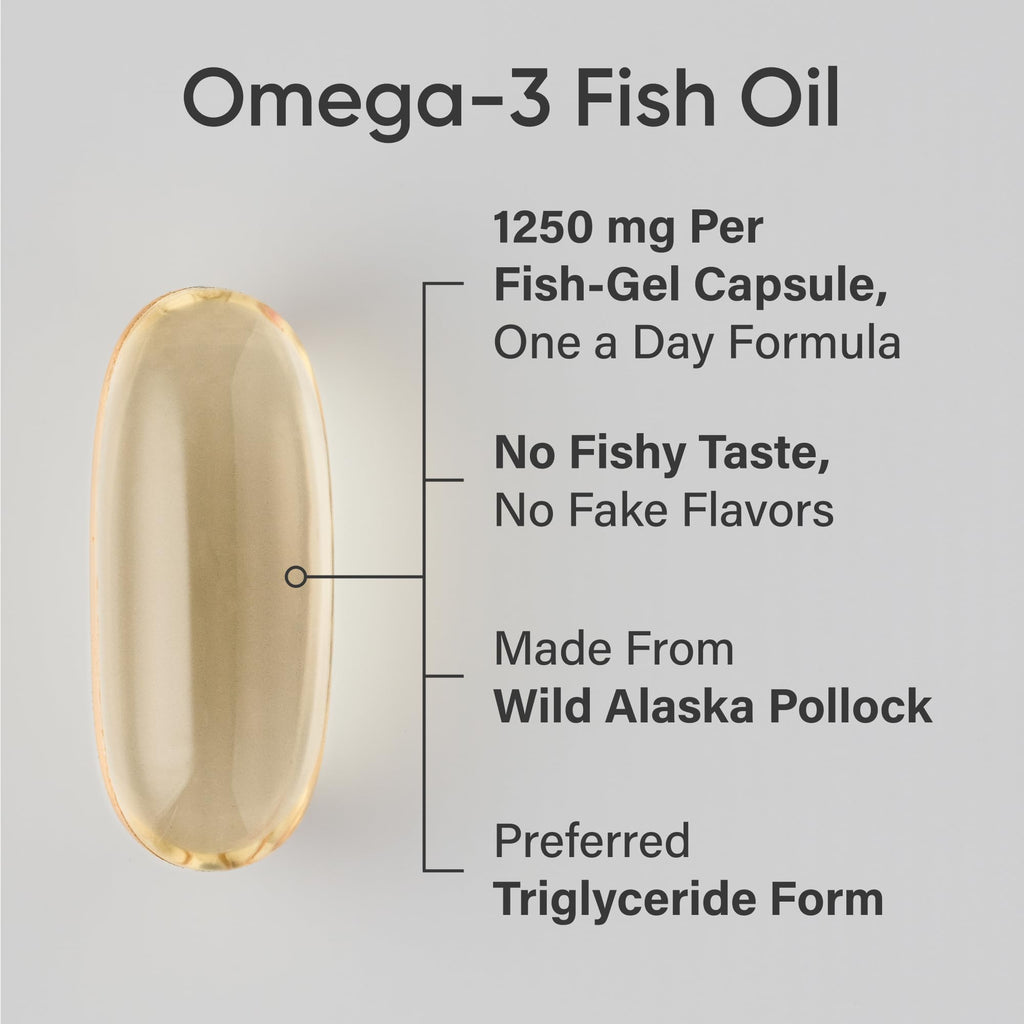 Sports Research® Omega-3 Fish Oil 1250mg from Wild Alaska Pollock, 90 Count