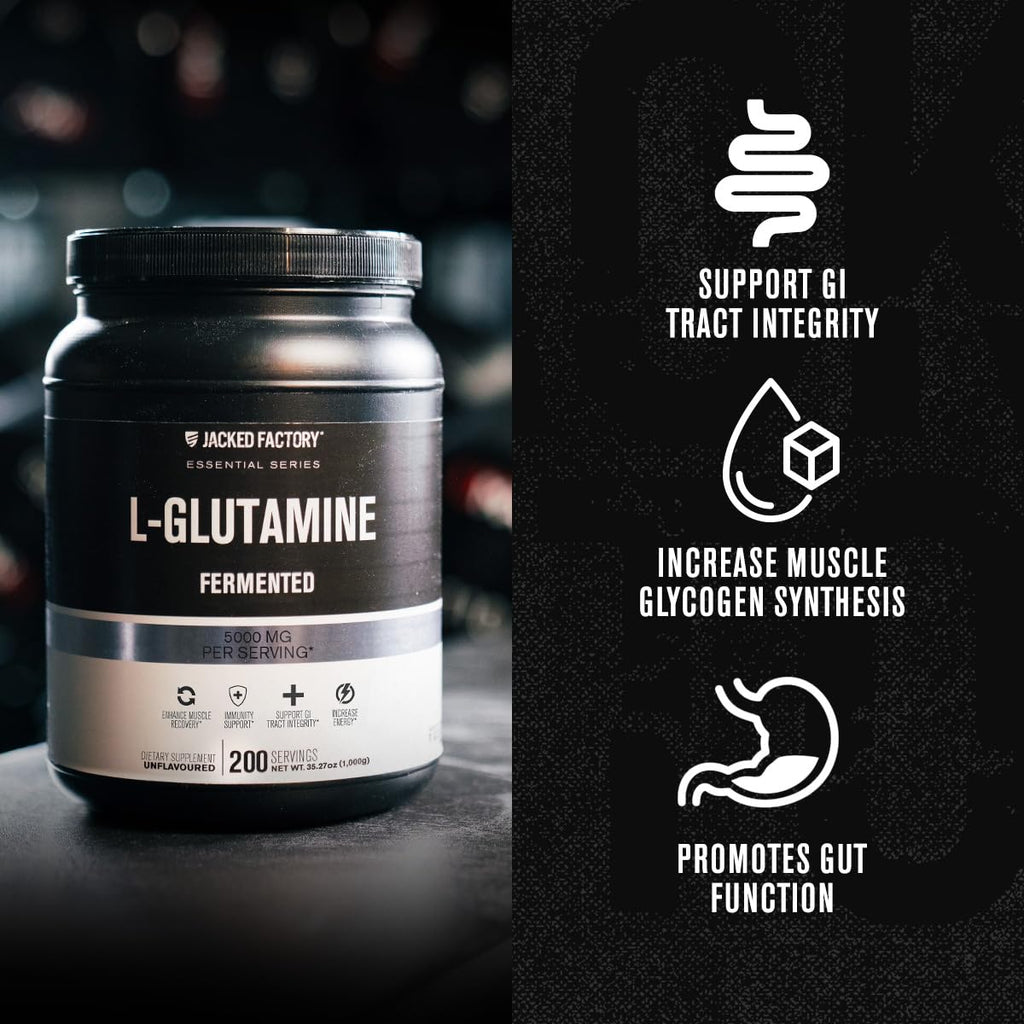 L-Glutamine Powder 500g, 100 Servings - Vegan Fermented L Glutamine for Post Workout Muscle Recovery, Immunity, Digestive Health - Tested & Trusted, No Artificial Fillers - Unflavored