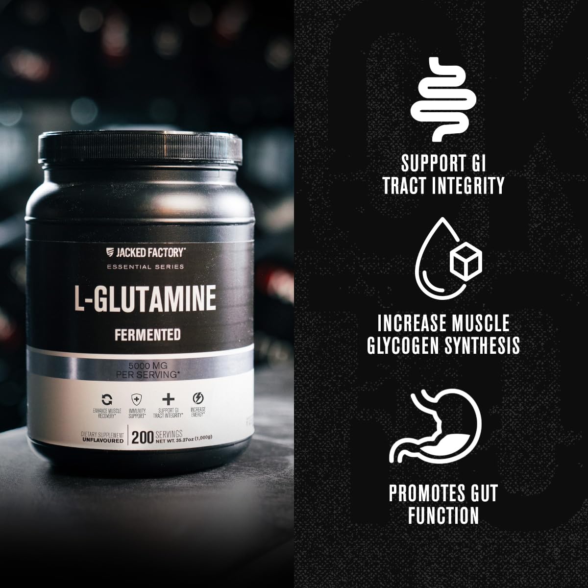 L-Glutamine Powder 500g, 100 Servings - Vegan Fermented L Glutamine for Post Workout Muscle Recovery, Immunity, Digestive Health - Tested & Trusted, No Artificial Fillers - Unflavored