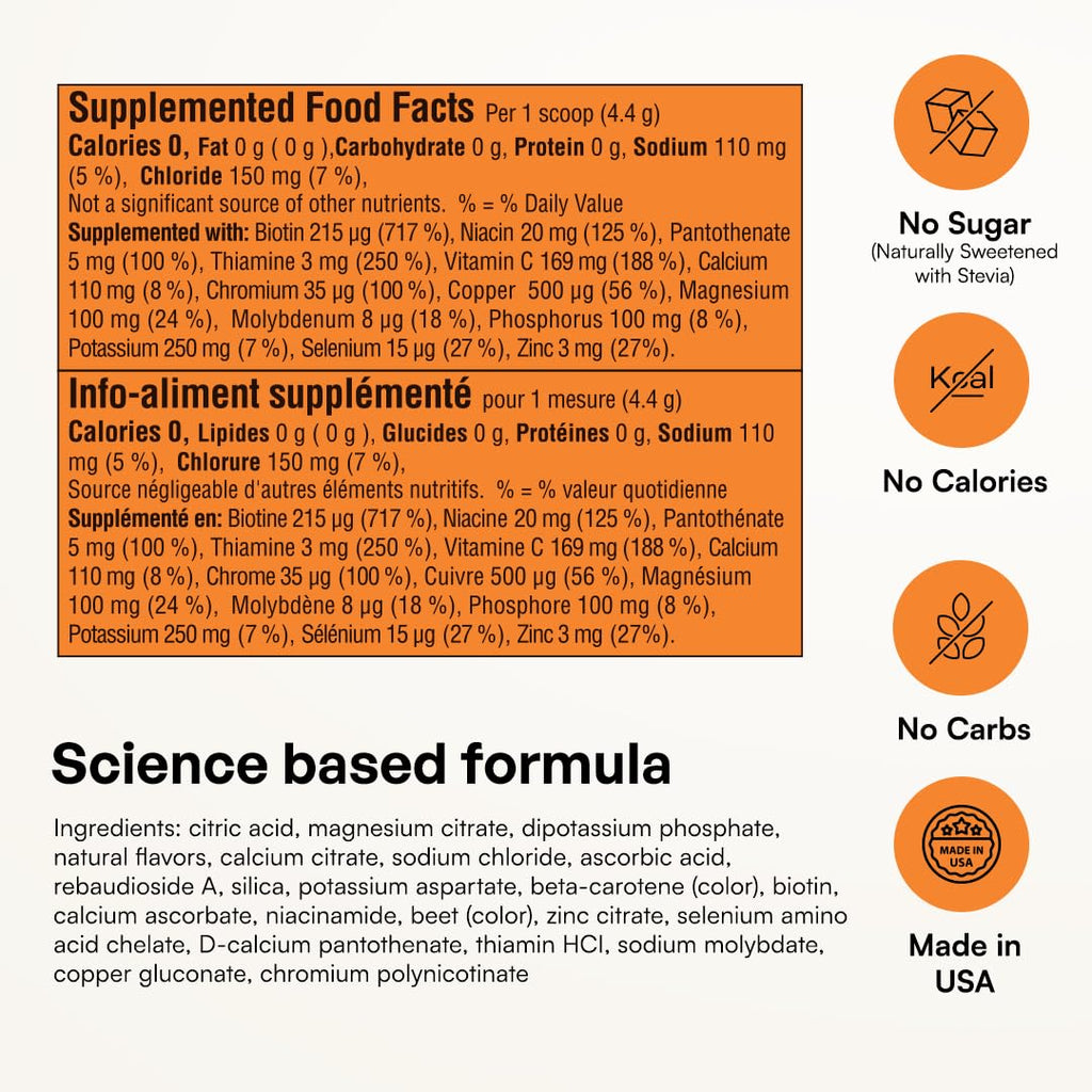 KEY NUTRIENTS Multivitamin Electrolytes Powder, Lemonade, 90 Servings