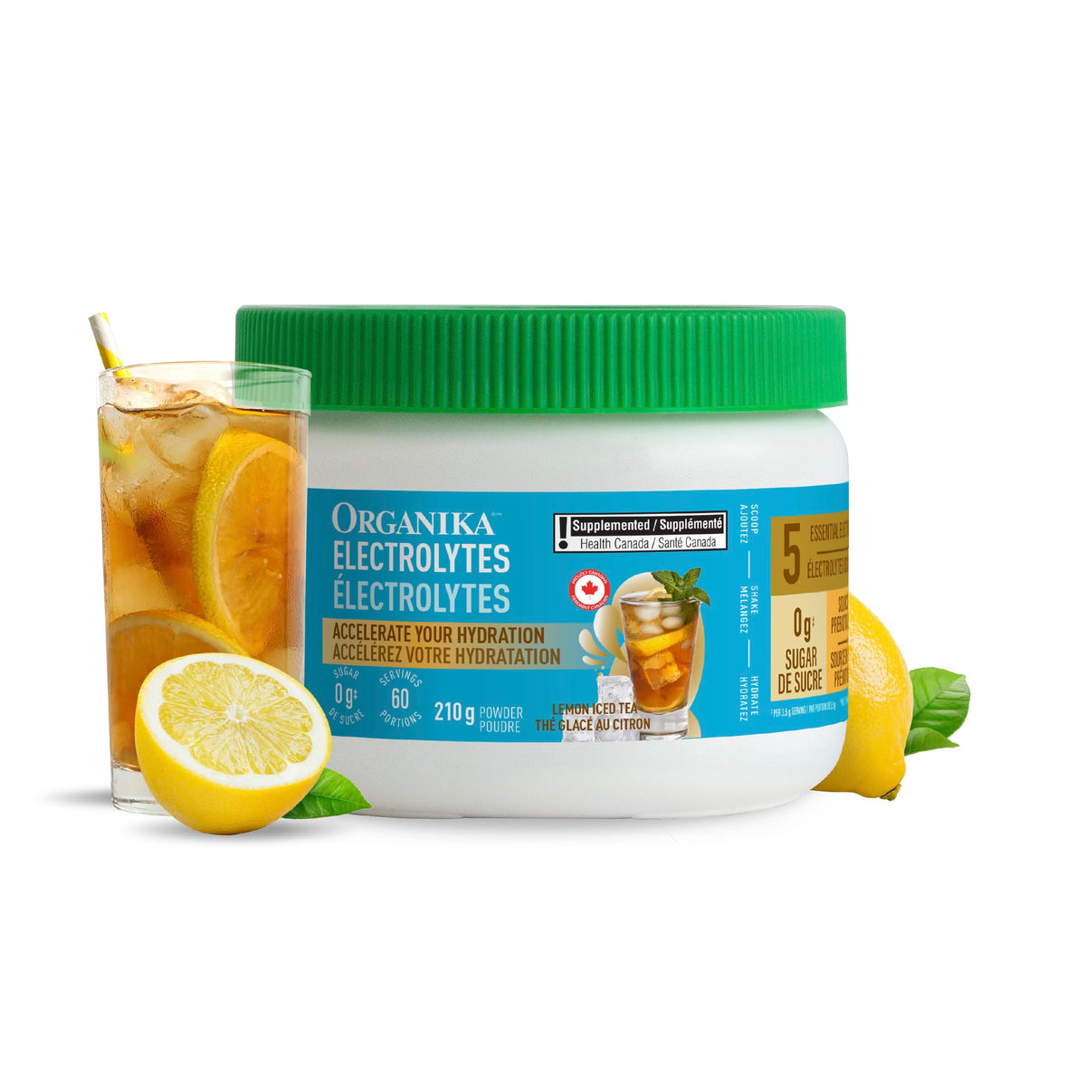 Organika Canadian-Made Electrolytes Powder |Classic Lemonade - 210g