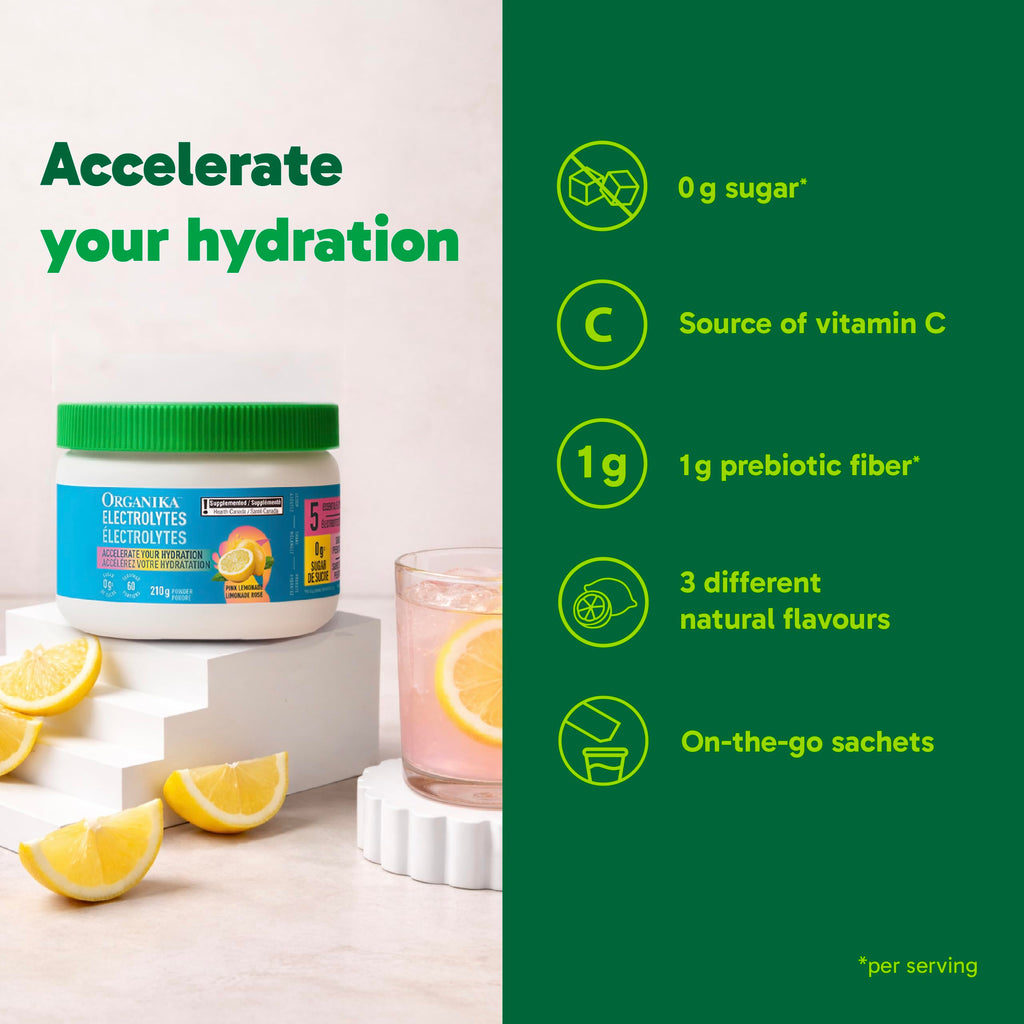Organika Canadian-Made Electrolytes Powder |Classic Lemonade - 210g