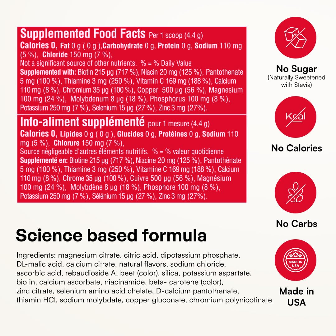 KEY NUTRIENTS Multivitamin Electrolytes Powder, Lemonade, 90 Servings