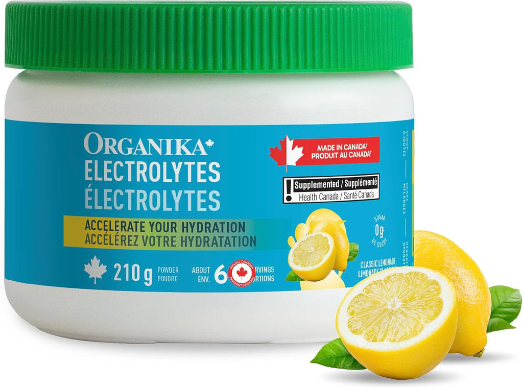 Organika Canadian-Made Electrolytes Powder |Classic Lemonade - 210g