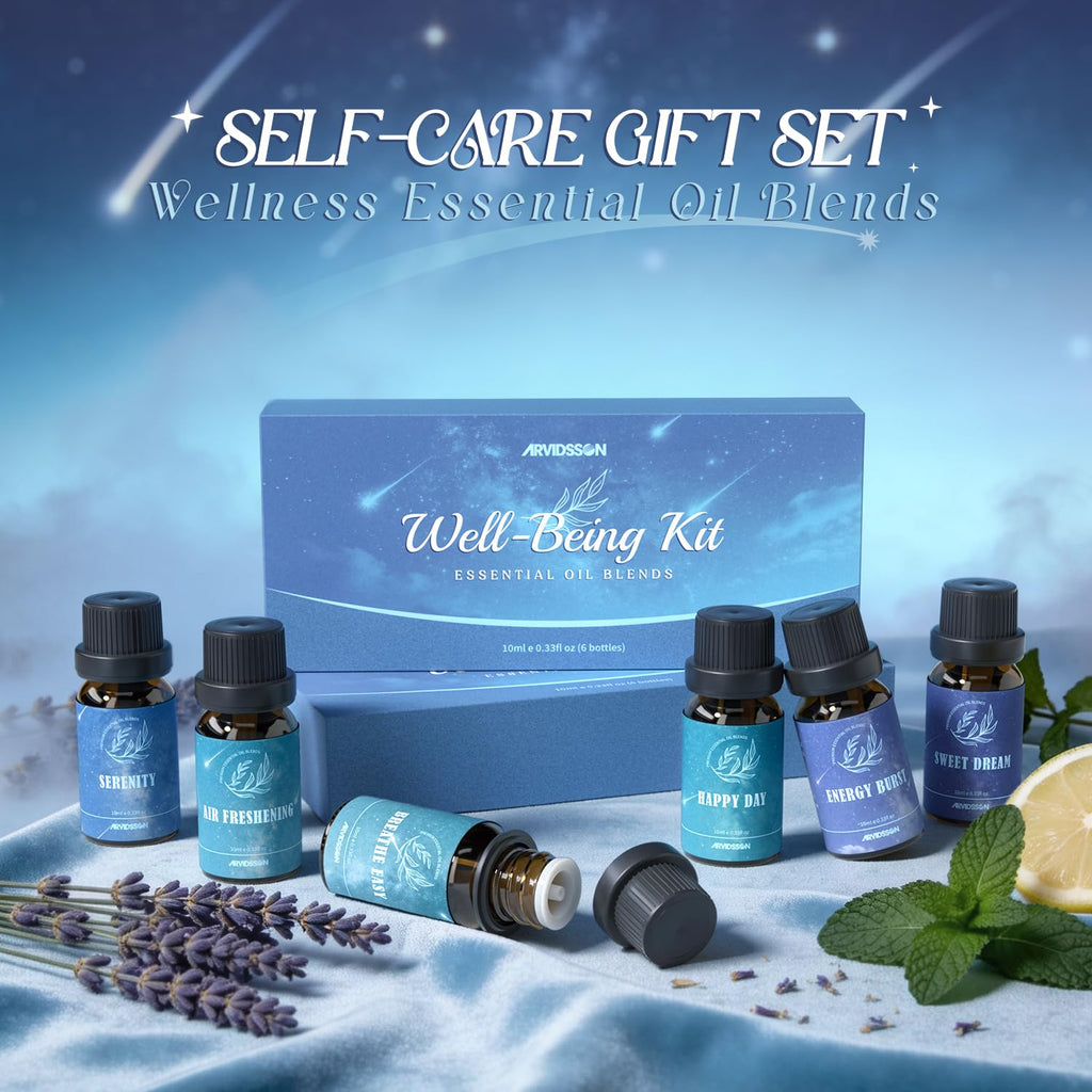 Essential Oils Roll On Set, Natural Aromatherapy Oil Roller for Body, Skin, Massage, Essential Oil Blends - Sweet Dream, Unwind, Breahte, Balance, Focus, Happy, Gifts for Women