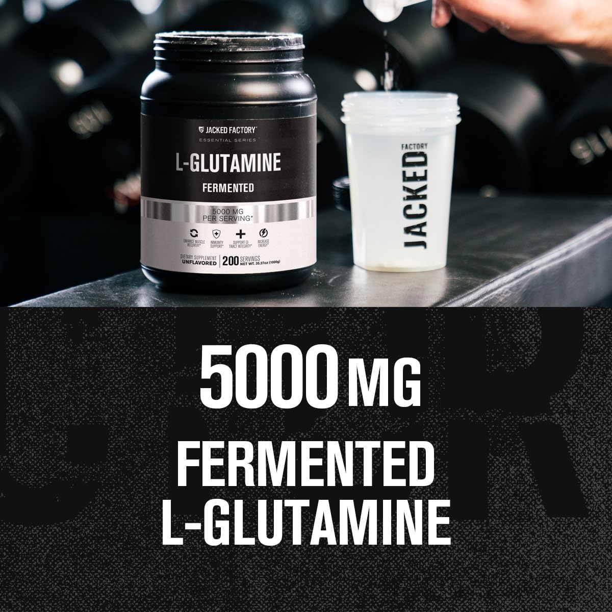 L-Glutamine Powder 500g, 100 Servings - Vegan Fermented L Glutamine for Post Workout Muscle Recovery, Immunity, Digestive Health - Tested & Trusted, No Artificial Fillers - Unflavored