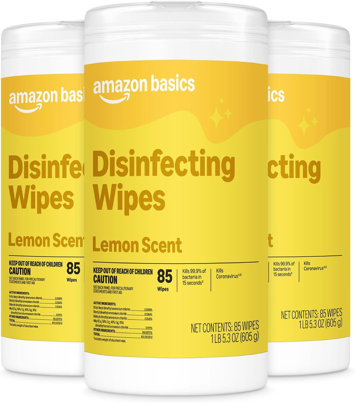 Amazon Basics Disinfecting Wipes, Fresh scent, Sanitizes, Cleans, Disinfects, Deodorizes, 85 Count: Pallet of 480 (80 x 6-pack), Packaging May Vary