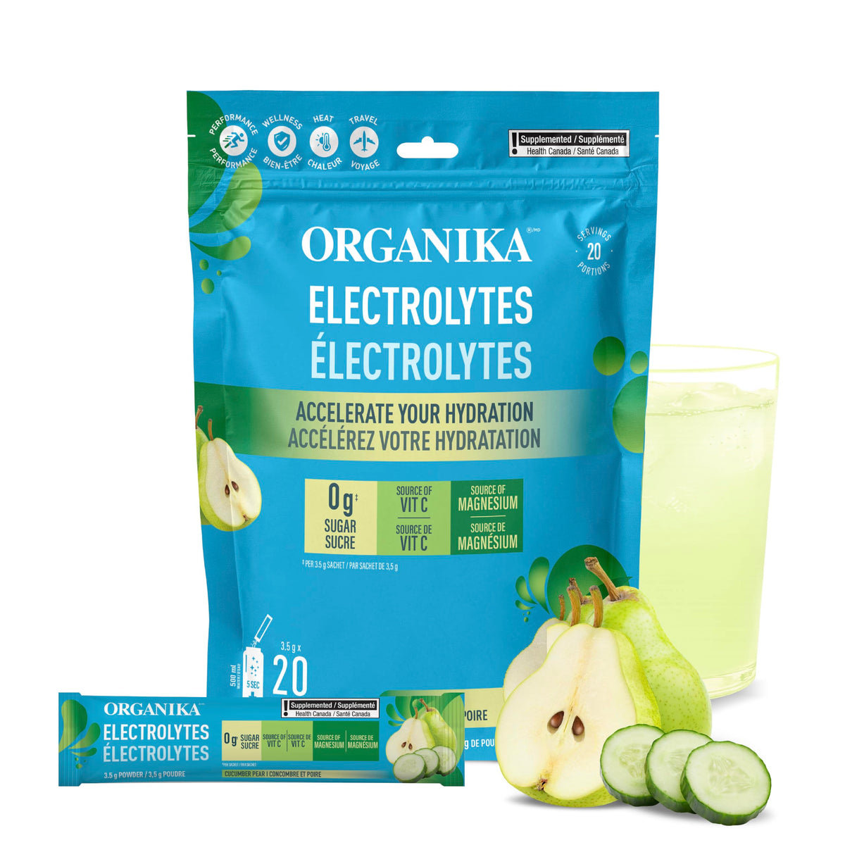 Organika Canadian-Made Electrolytes Powder |Classic Lemonade - 210g