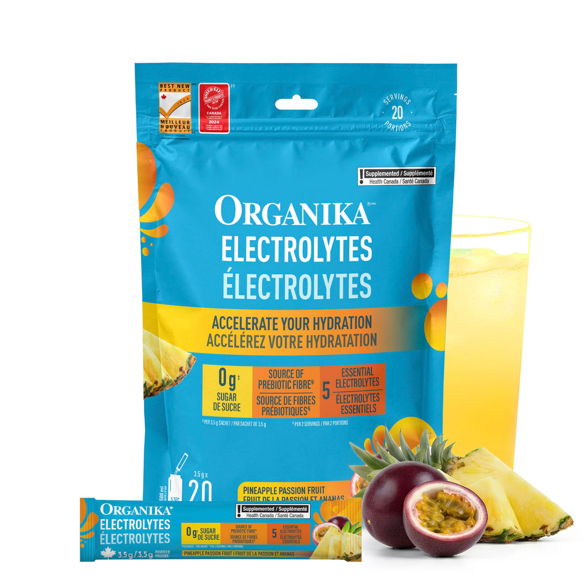 Organika Canadian-Made Electrolytes Powder |Classic Lemonade - 210g