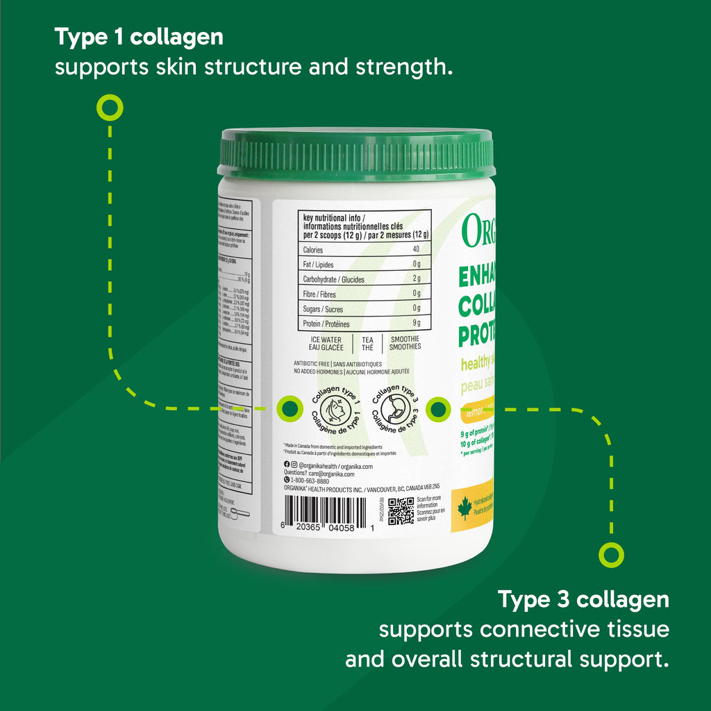 Organika Enhanced Collagen Peptides Powder (Type 1 & 3) | Unflavoured - 500g, 50 servings