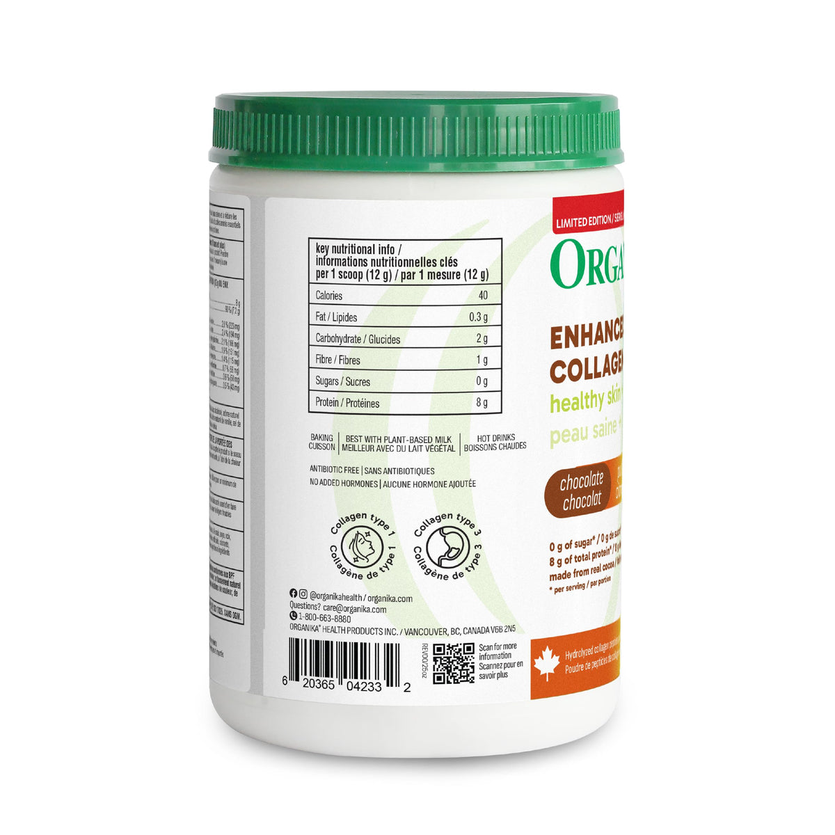 Organika Enhanced Collagen Peptides Powder (Type 1 & 3) | Unflavoured - 500g, 50 servings