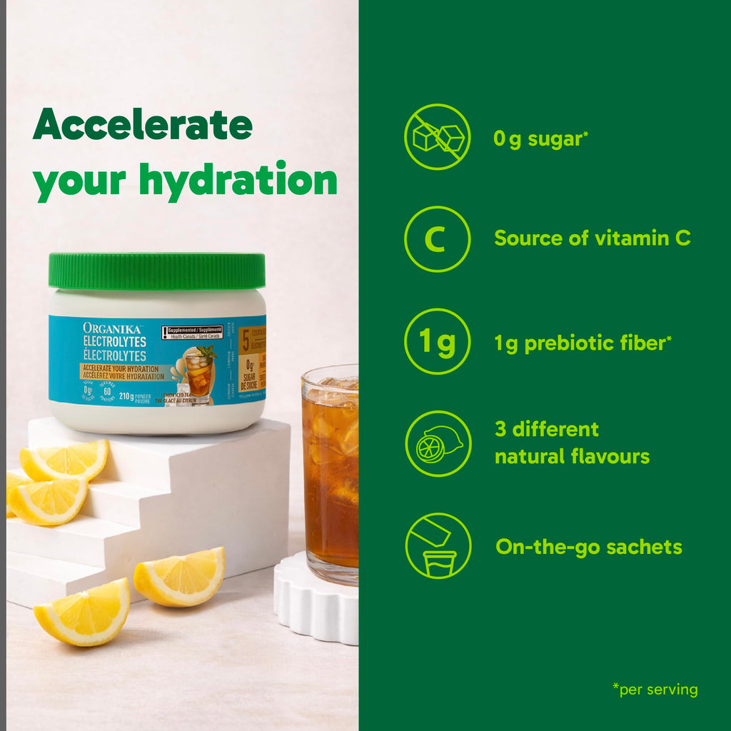 Organika Canadian-Made Electrolytes Powder |Classic Lemonade - 210g