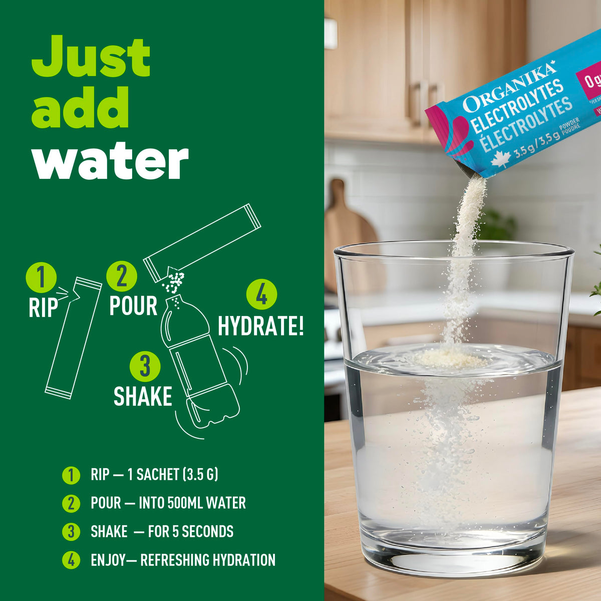 Organika Canadian-Made Electrolytes Powder |Classic Lemonade - 210g