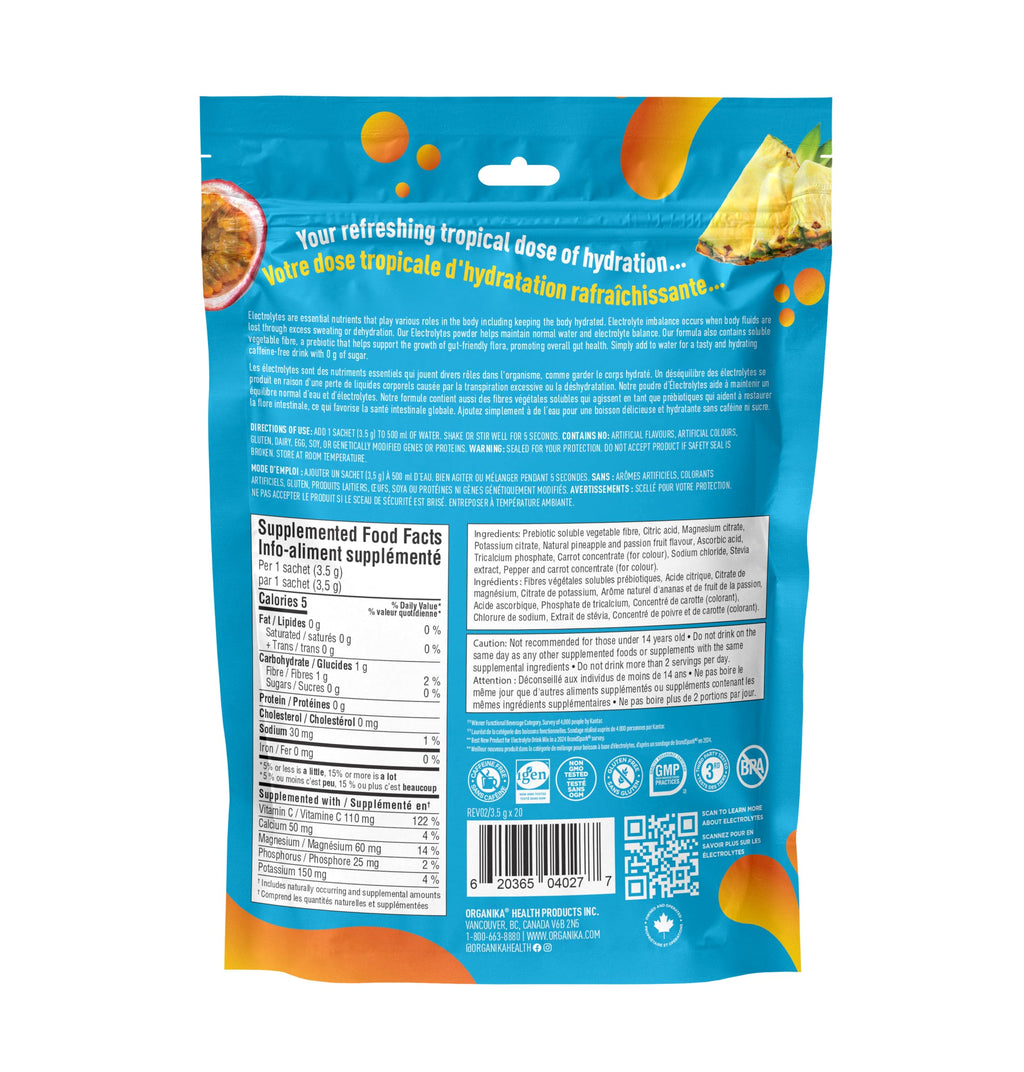 Organika Canadian-Made Electrolytes Powder |Classic Lemonade - 210g