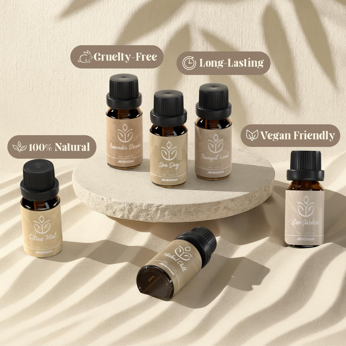 Essential Oils Roll On Set, Natural Aromatherapy Oil Roller for Body, Skin, Massage, Essential Oil Blends - Sweet Dream, Unwind, Breahte, Balance, Focus, Happy, Gifts for Women