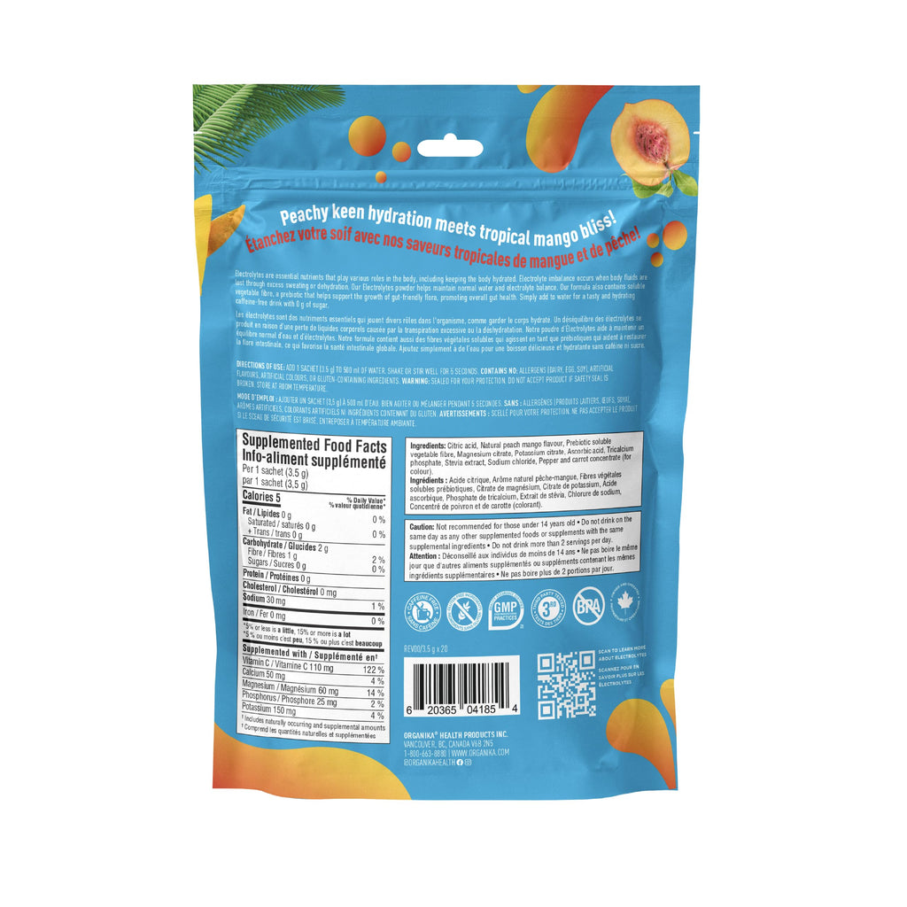 Organika Canadian-Made Electrolytes Powder |Classic Lemonade - 210g