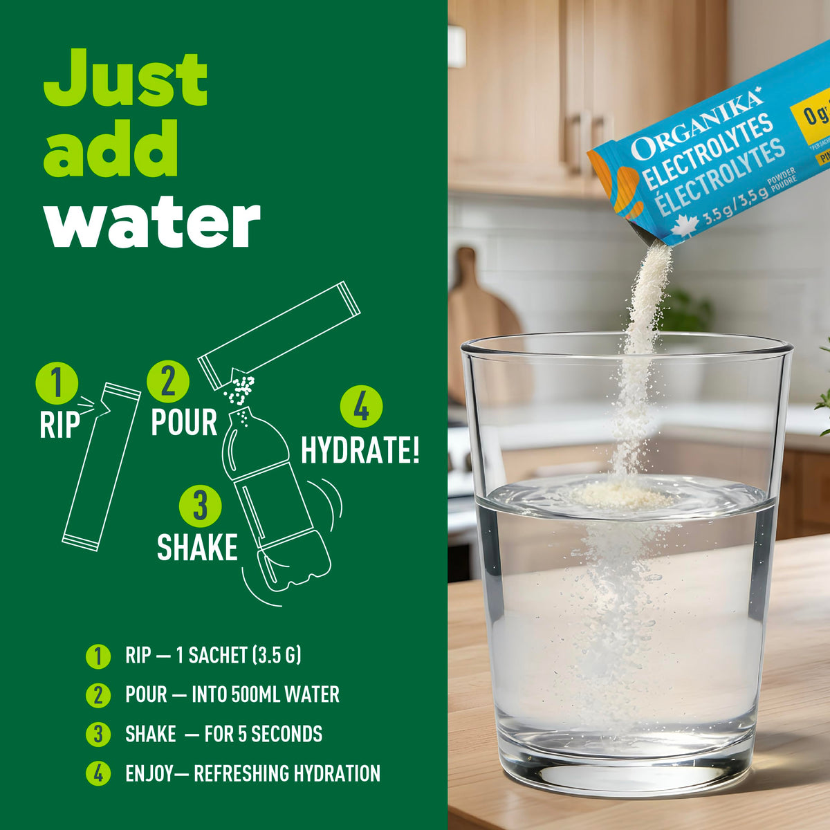 Organika Canadian-Made Electrolytes Powder |Classic Lemonade - 210g