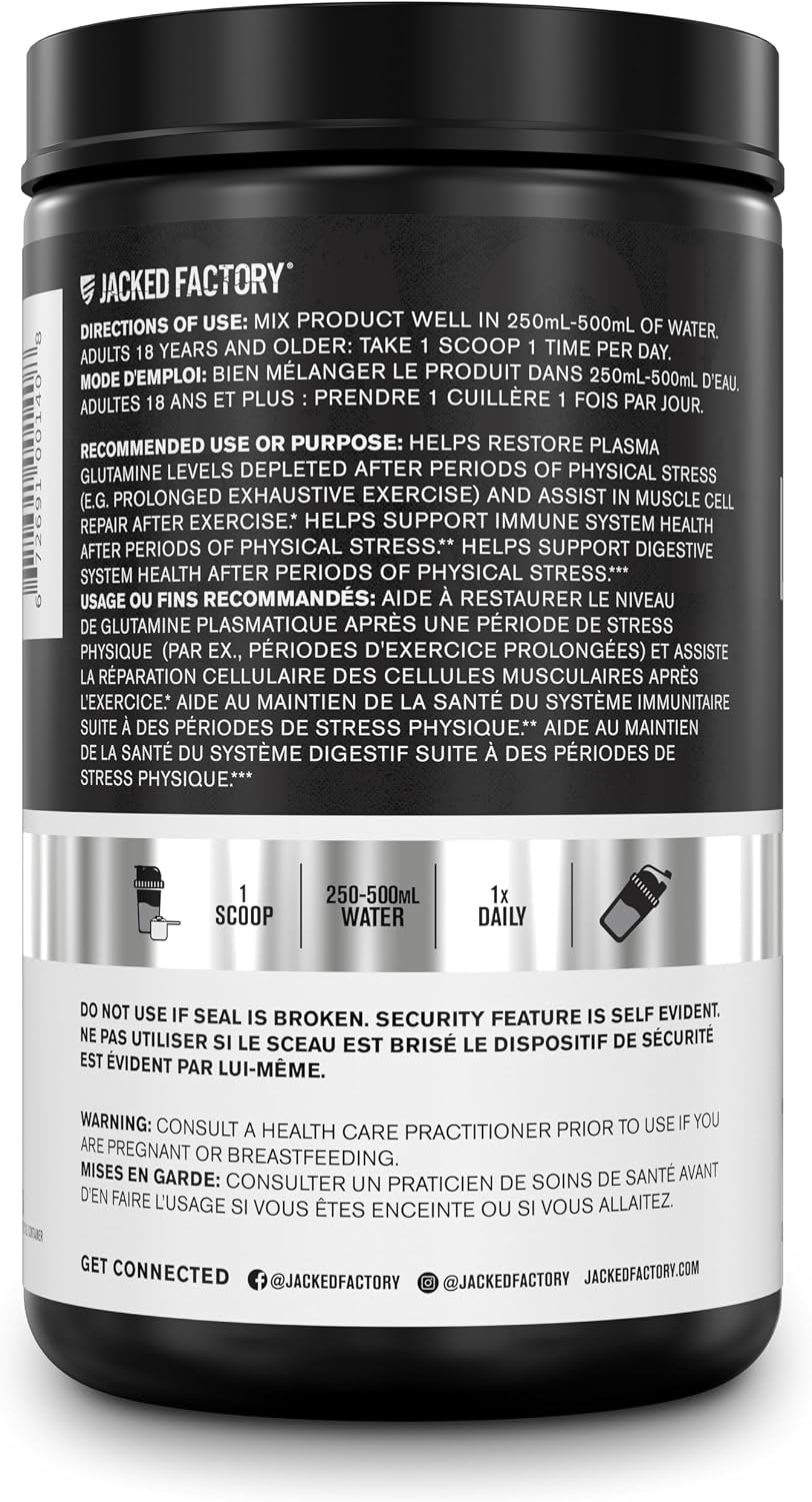 L-Glutamine Powder 500g, 100 Servings - Vegan Fermented L Glutamine for Post Workout Muscle Recovery, Immunity, Digestive Health - Tested & Trusted, No Artificial Fillers - Unflavored