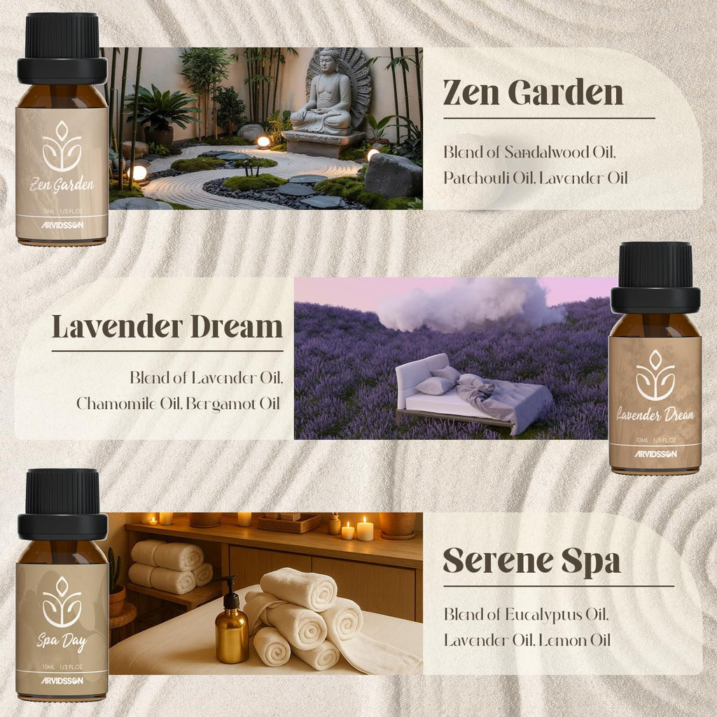 Essential Oils Roll On Set, Natural Aromatherapy Oil Roller for Body, Skin, Massage, Essential Oil Blends - Sweet Dream, Unwind, Breahte, Balance, Focus, Happy, Gifts for Women
