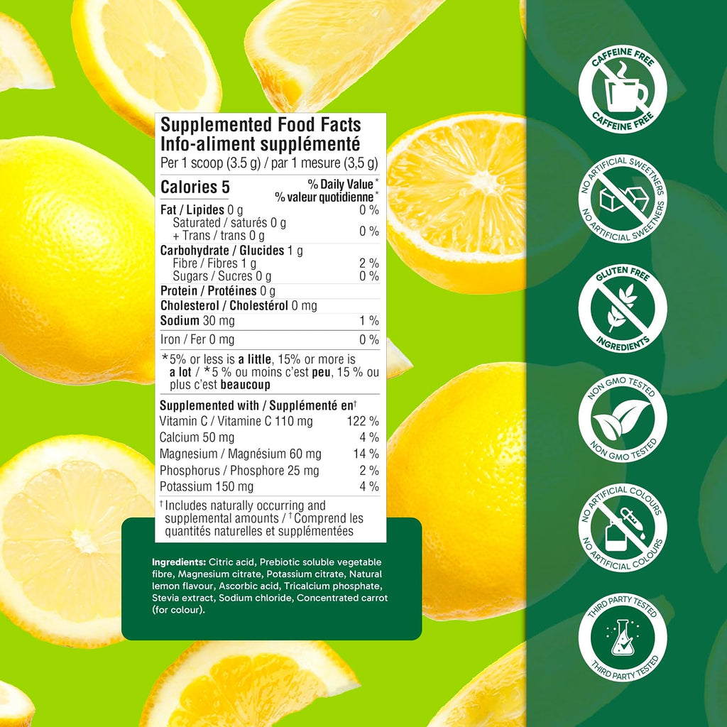 Organika Canadian-Made Electrolytes Powder |Classic Lemonade - 210g