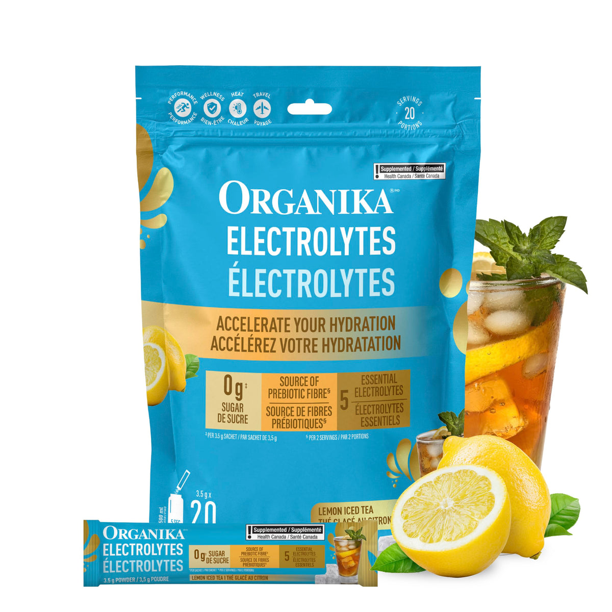 Organika Canadian-Made Electrolytes Powder |Classic Lemonade - 210g