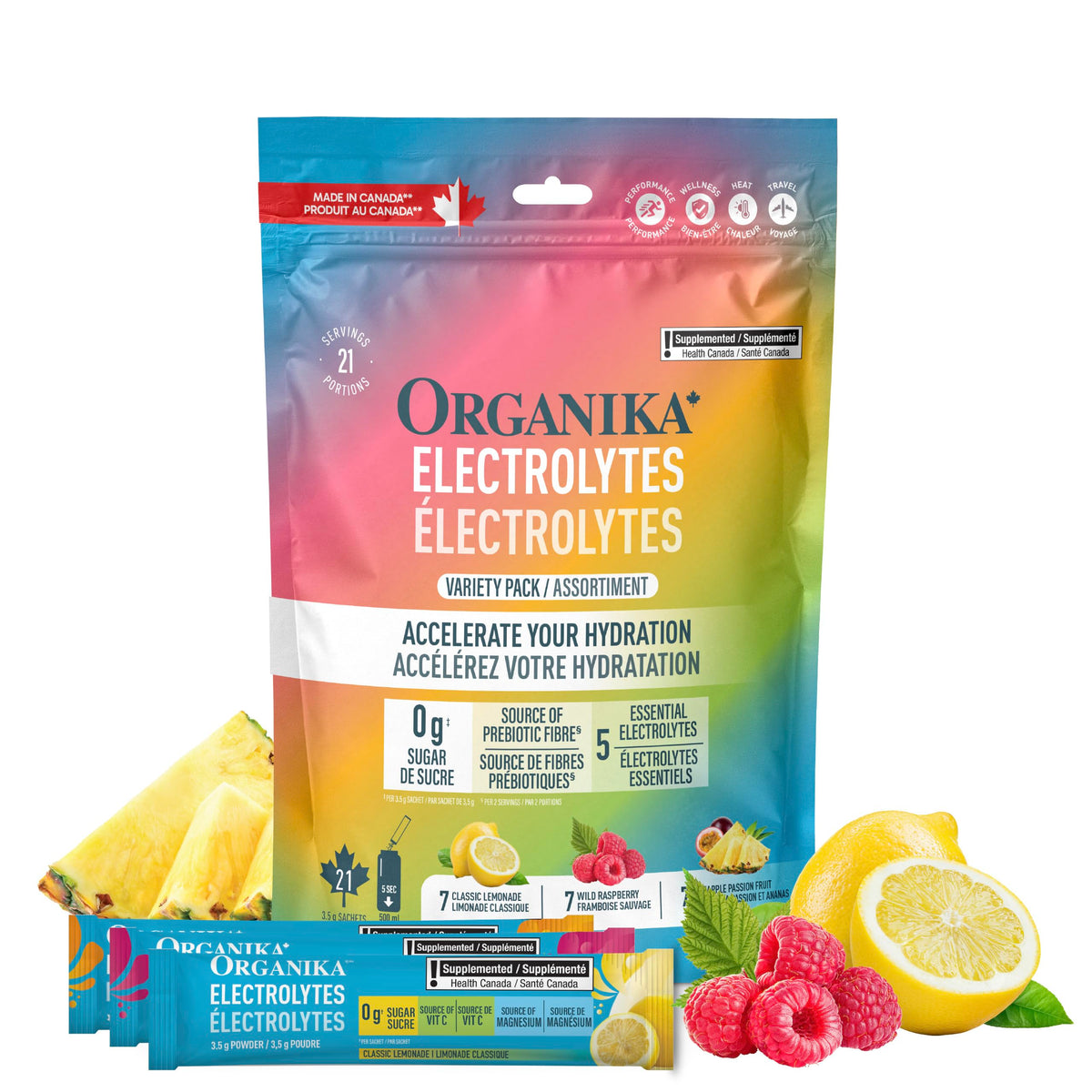 Organika Canadian-Made Electrolytes Powder |Classic Lemonade - 210g