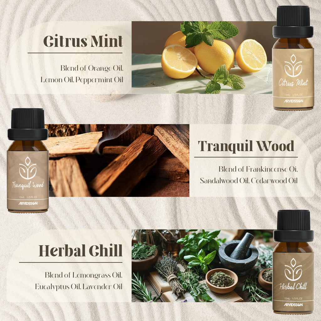 Essential Oils Roll On Set, Natural Aromatherapy Oil Roller for Body, Skin, Massage, Essential Oil Blends - Sweet Dream, Unwind, Breahte, Balance, Focus, Happy, Gifts for Women
