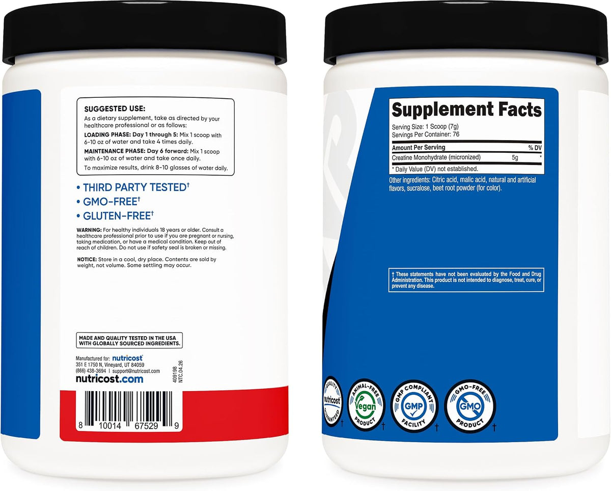 Nutricost Creatine Monohydrate Powder (White Behemoth) 500 Gram