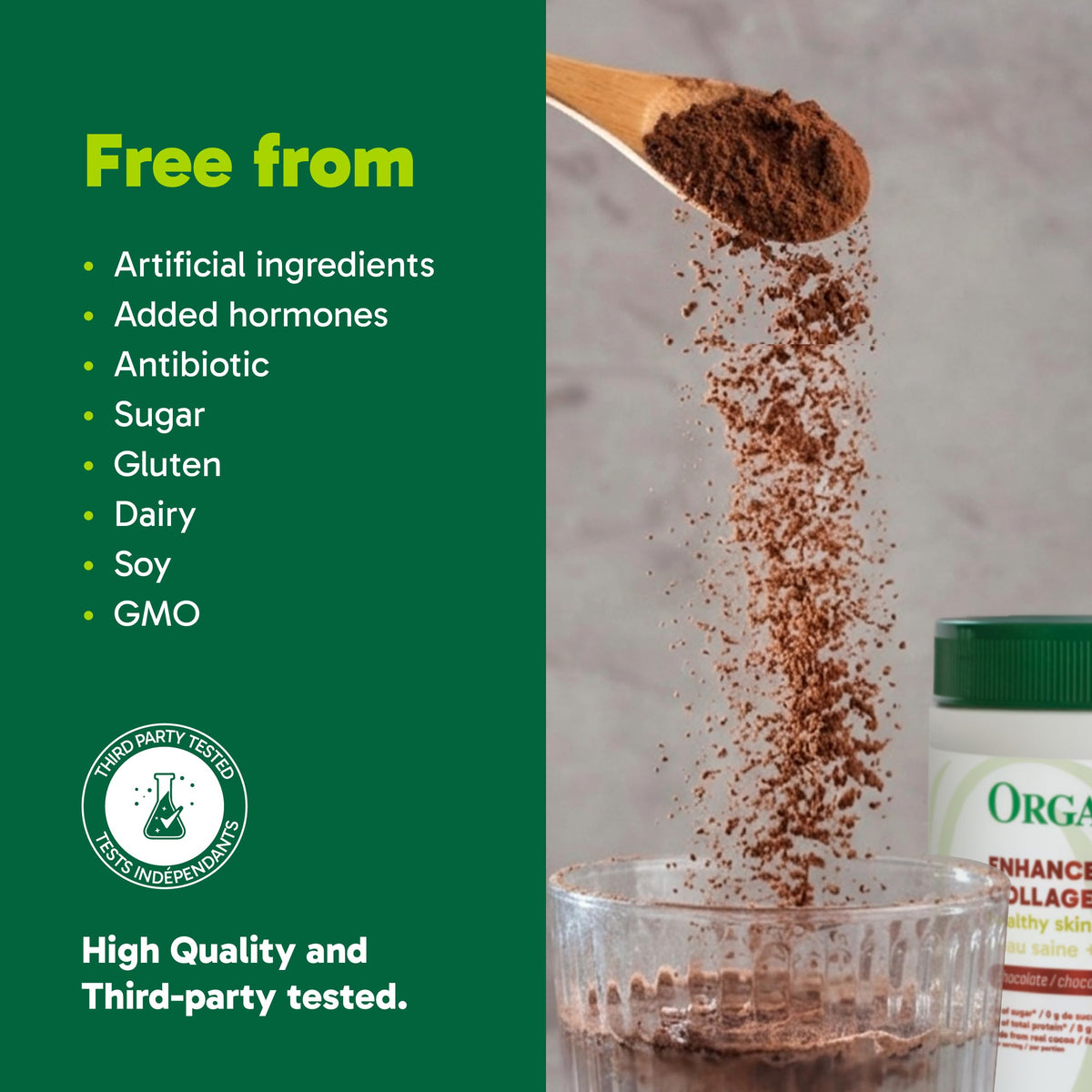 Organika Enhanced Collagen Peptides Powder (Type 1 & 3) | Unflavoured - 500g, 50 servings