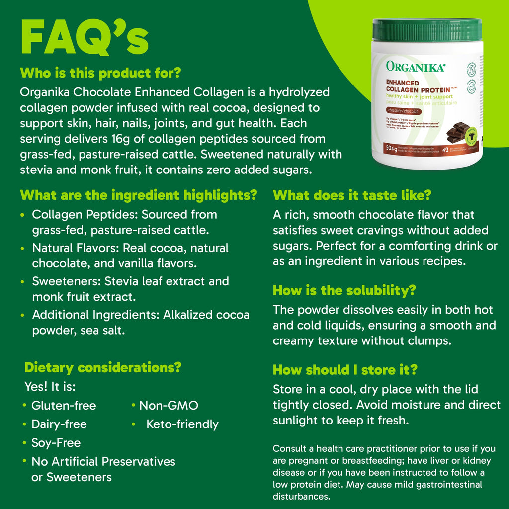 Organika Enhanced Collagen Peptides Powder (Type 1 & 3) | Unflavoured - 500g, 50 servings