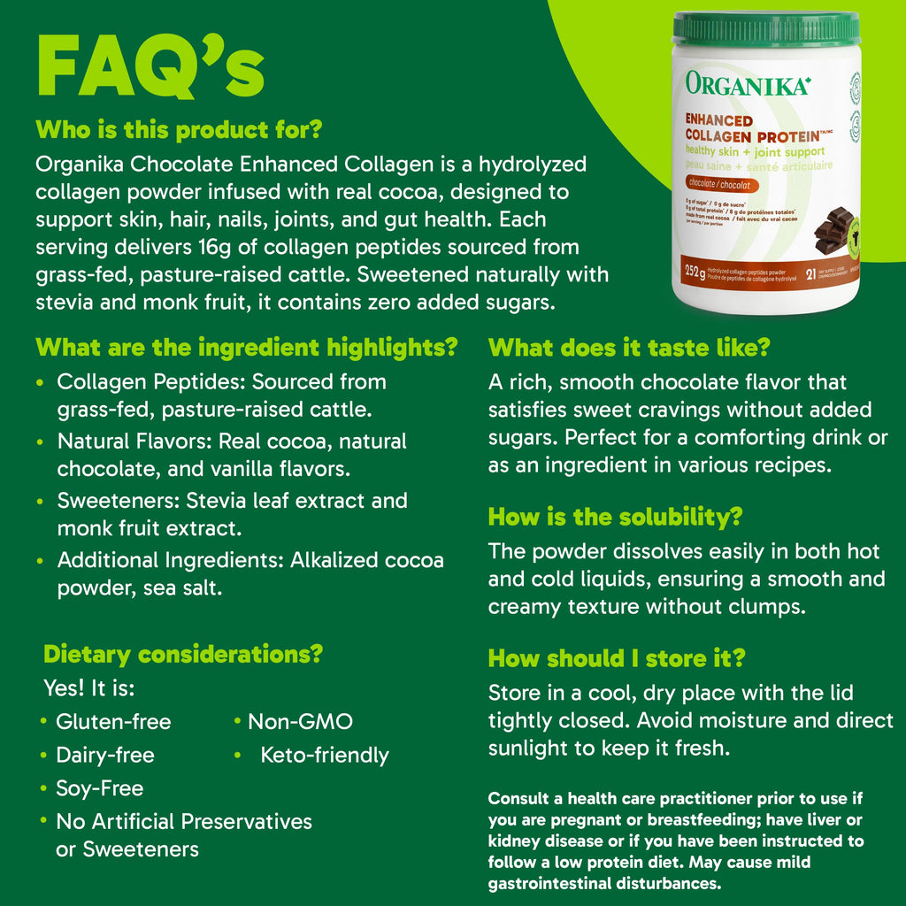 Organika Enhanced Collagen Peptides Powder (Type 1 & 3) | Unflavoured - 500g, 50 servings